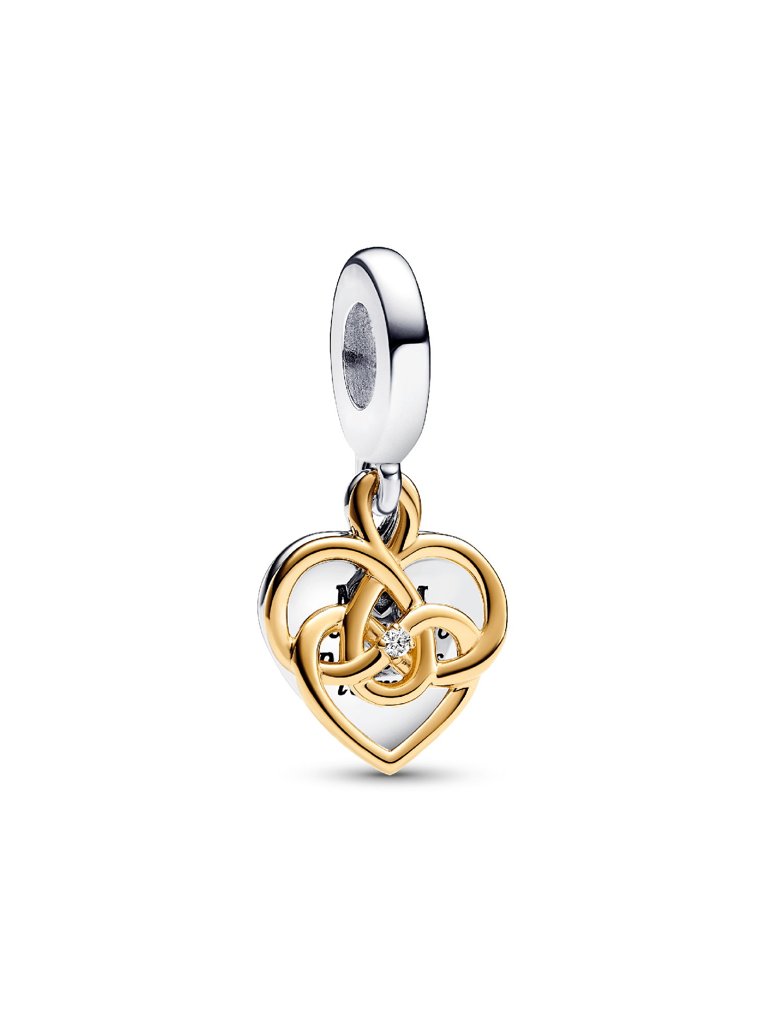 Lab-grown Diamond Engravable Mom Double Dangle Charm