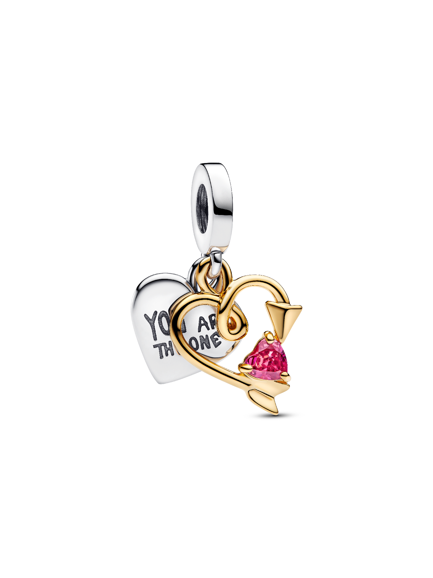 Engravable Heart & Arrow Double Dangle Charm